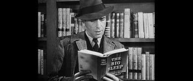 humphrey bogart reading the big sleep, a noir book