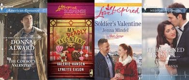 Collage of romance titles featuring Valentine's Day