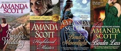 collage of amanda scott romance books