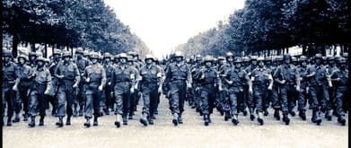 soldiers marching in line from the cover of 'The Victors: Eisenhower and His Boys'